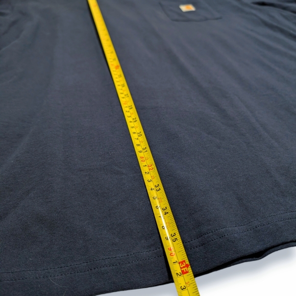 Carhartt Navy Blue Cotton Crew Neck Logo Pocket T-Shirt Mens Loose Fit 3XL Tall - Picture 5 of 5
